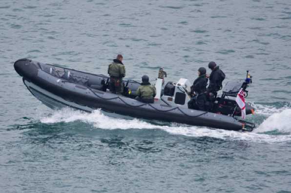 04 May 2020 - 14-16-04 
A Navy rib came in for a brief visit. Probably from HMS Kent.
-----------------------
Royal Navy rib